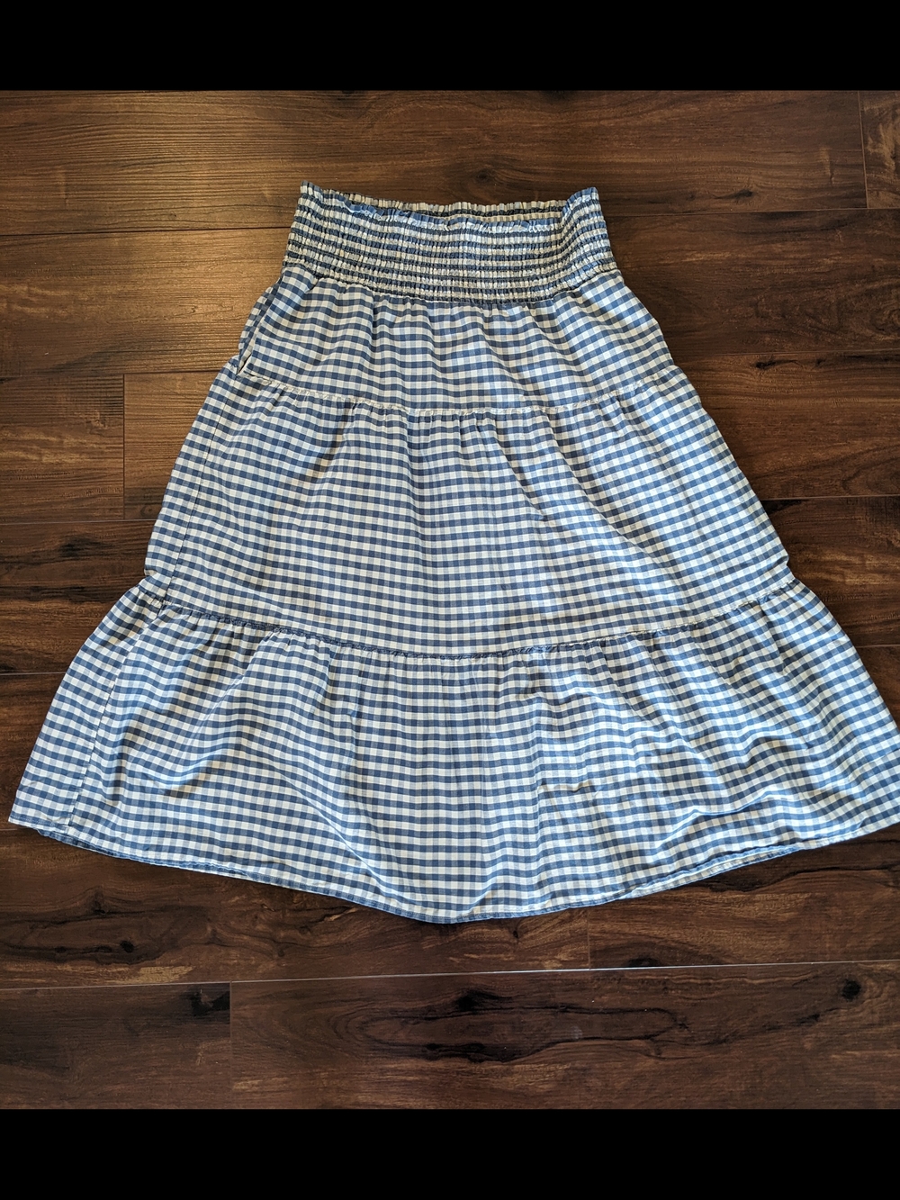 Universal Thread Cotton Blue Gingham Tiered Midi Skirt Size Large - Picture 4 of 7